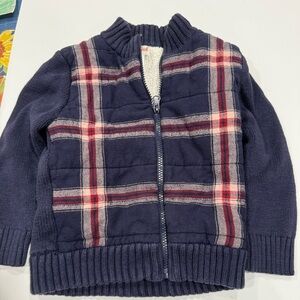 Cat & Jack Fleece lined plaid sweater- 3T